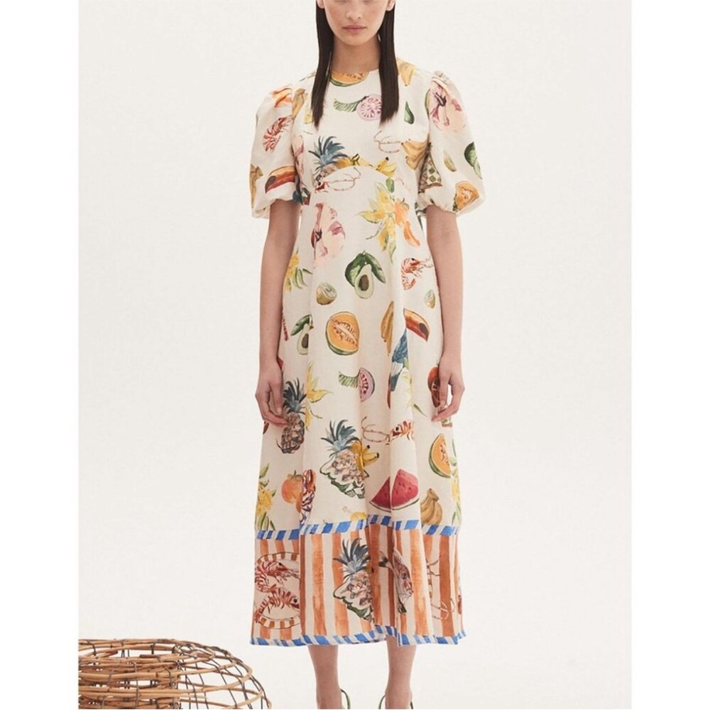 Alemais Theo Midi Linen Cotton Dress